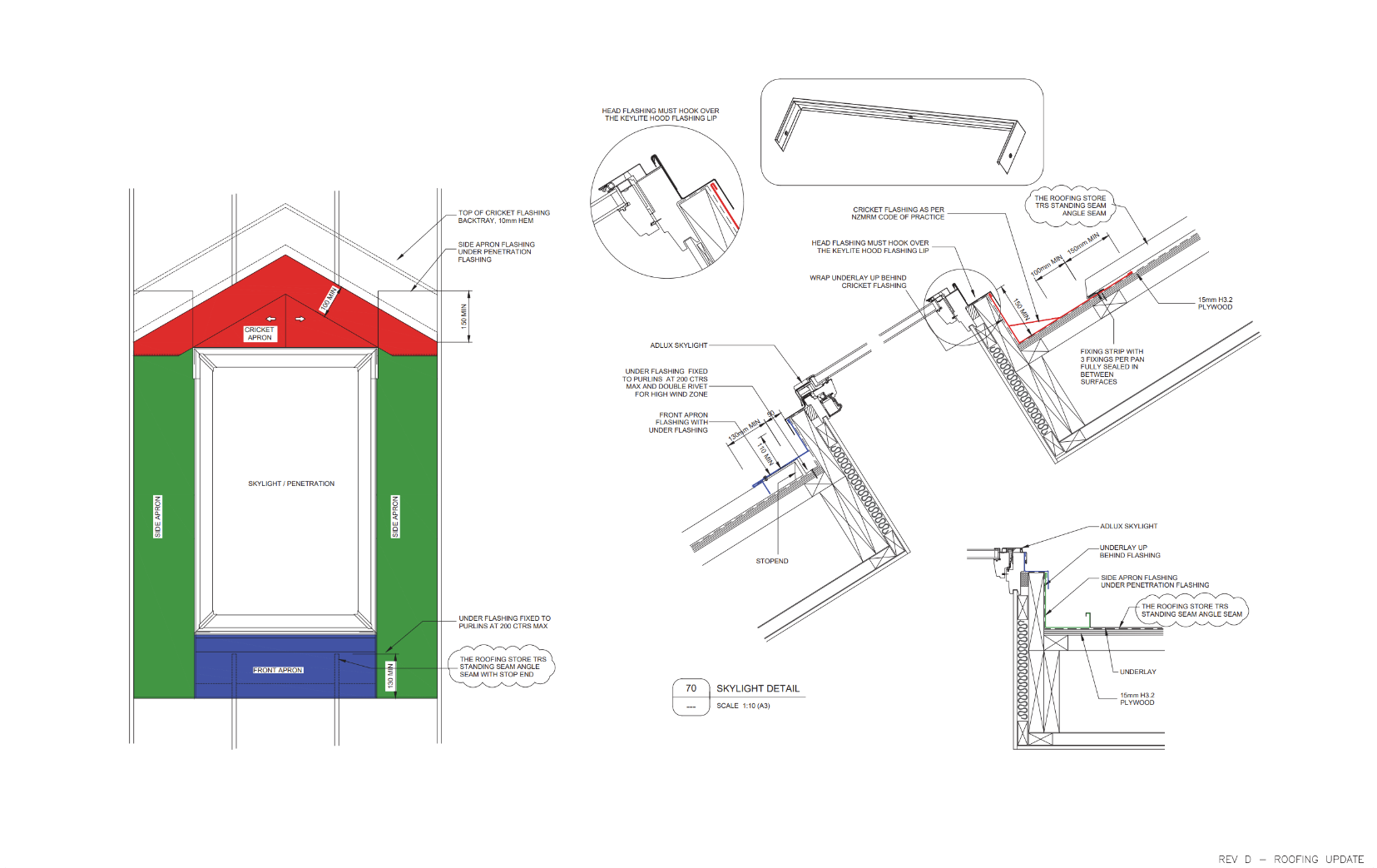 Roofing detail drawing for the Kitchener Road home