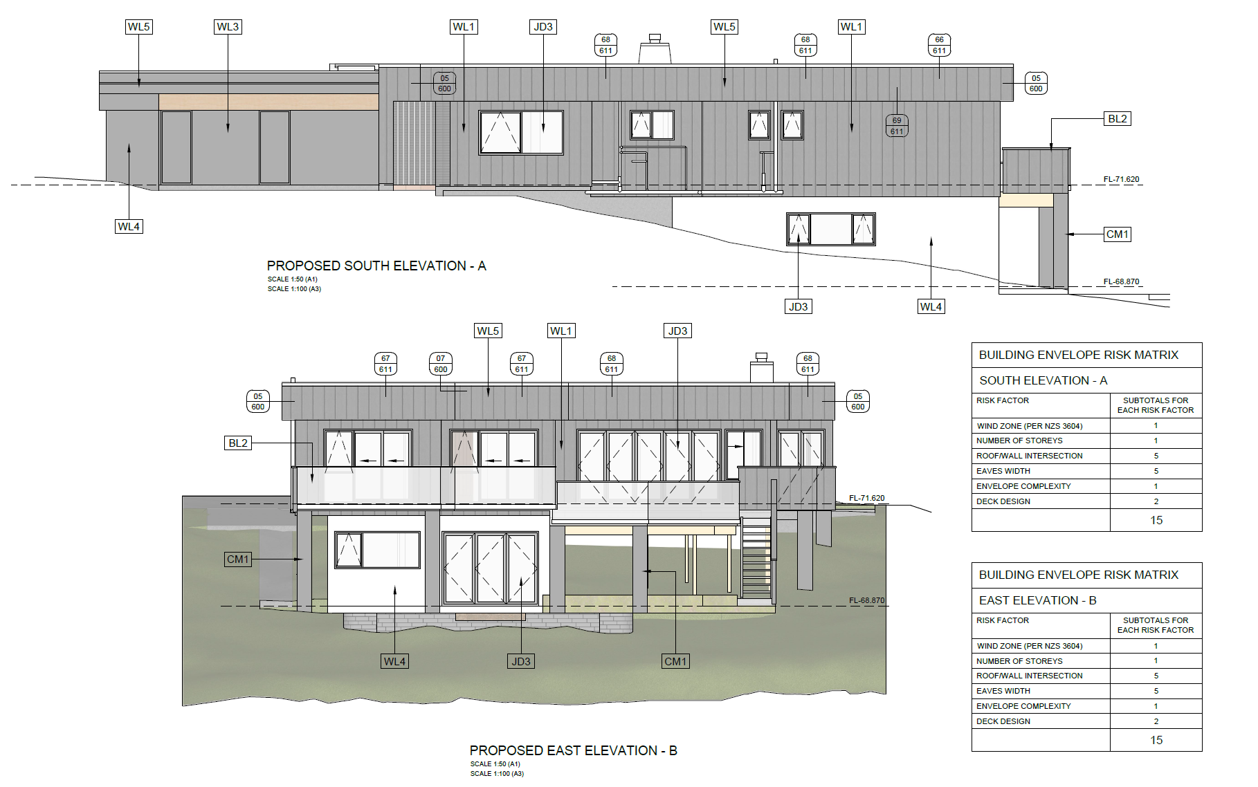 Exterior detail drawing for the Castor Bay reclad