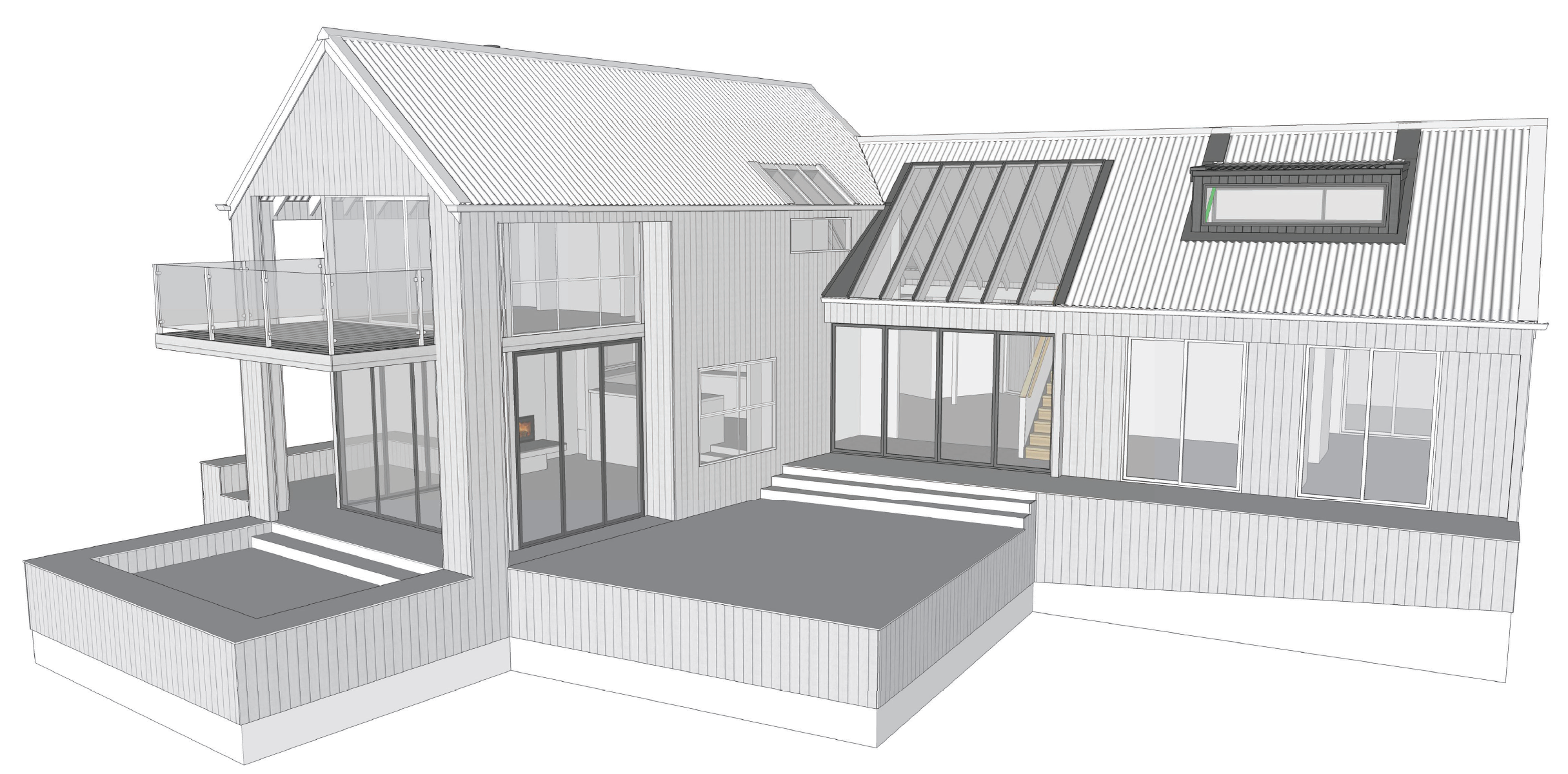 Rendered view of the Matheson Bay beach-house renovation
