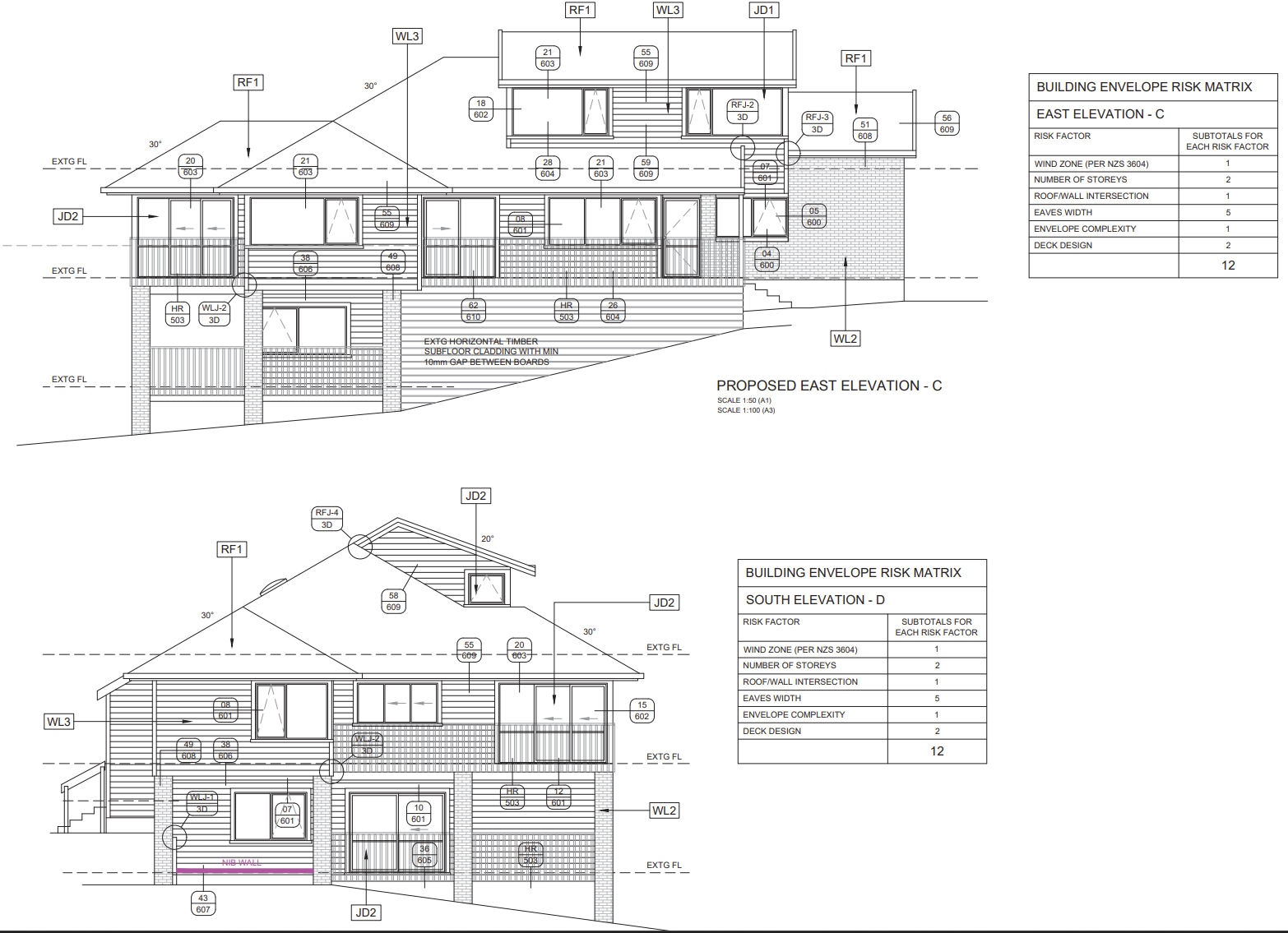 Proposed east and south elevations for 2/37 Woodlands Crescent